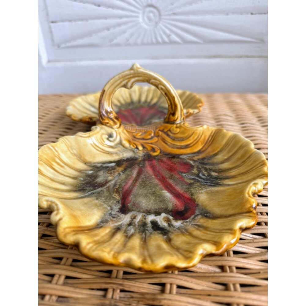 Vintage MCM Marcia California Pottery Double Serving Dish With Handle - Picture 9 of 9